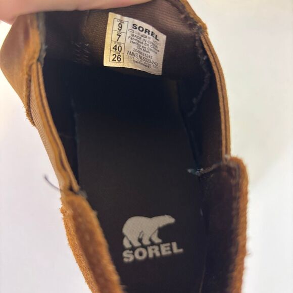 Sorel Chestnut Leather & Suede Ankle Pull On Wedge Booties Size 9 - Picture 8 of 8